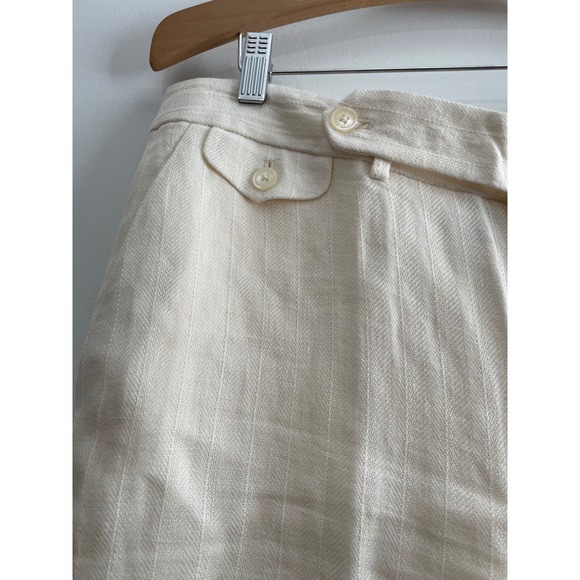 Lauren Ralph Lauren Cream Linen Herringbone Wide Leg Trousers Pants Ivory Sz 12 - Picture 4 of 8